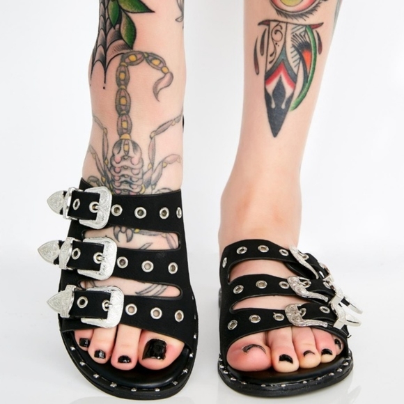 Topshop Shoes - Topshop Jackie slide studded sandals sz 9 black